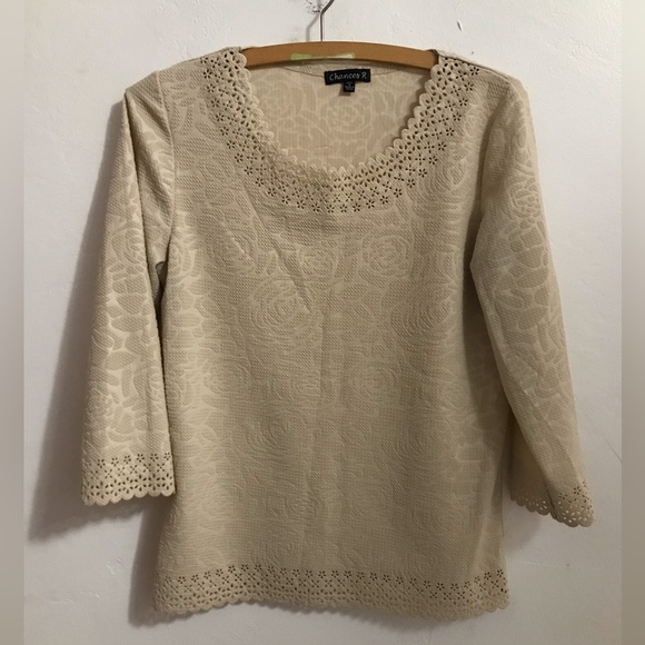 Chances R Women's Sweater Cream White Textured 3/4 Sleeve Size Small - Picture 1 of 8